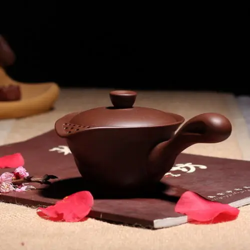 

[GRANDNESS] China Yixing Zisha Clay Brown Side Handle Gaiwan Shaped Teapot with Filter 150ml