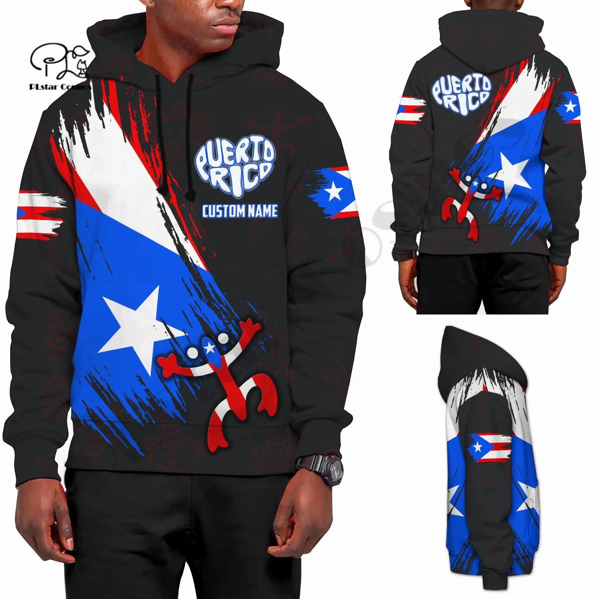 

PLstar Cosmos 3DPrinted Newest Puerto Rico Flag Frog Custom Name Unique Unisex Streetwear Harajuku Hoodies/Sweatshirt/Zip Q-2