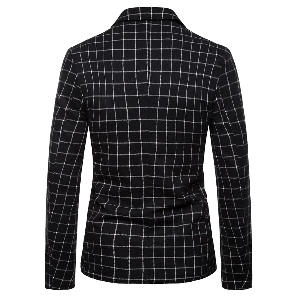 SHUJIN Blazer Men Suit Fashion Jacket Mens Slim Fit Casual Plaid Jackets Men Blazer Single Button Plus Size Male Wedding Suit