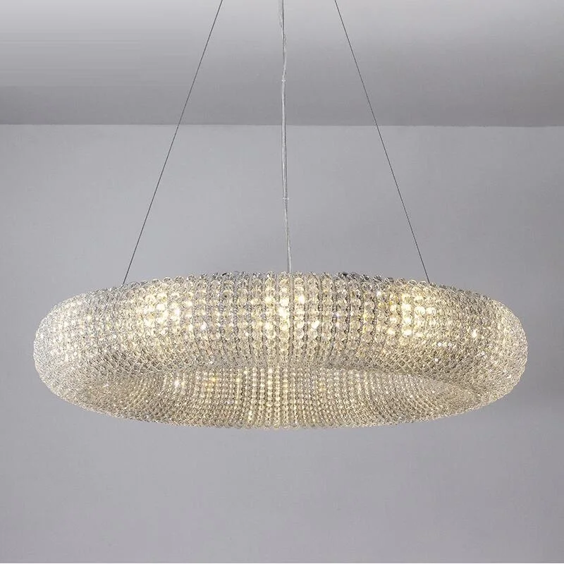 Luxury Crystal Living Room Chandelier Ring LED Modern Hotel Engineering Decorative Light Nordic Simple Lamp
