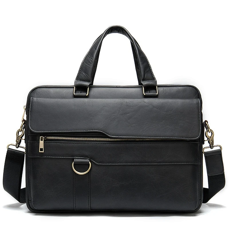 Men's Briefcase Genuine Leather Business Handbag Laptop Casual Large Shoulder Bag Vintage Messenger Bags Luxury Bolsas