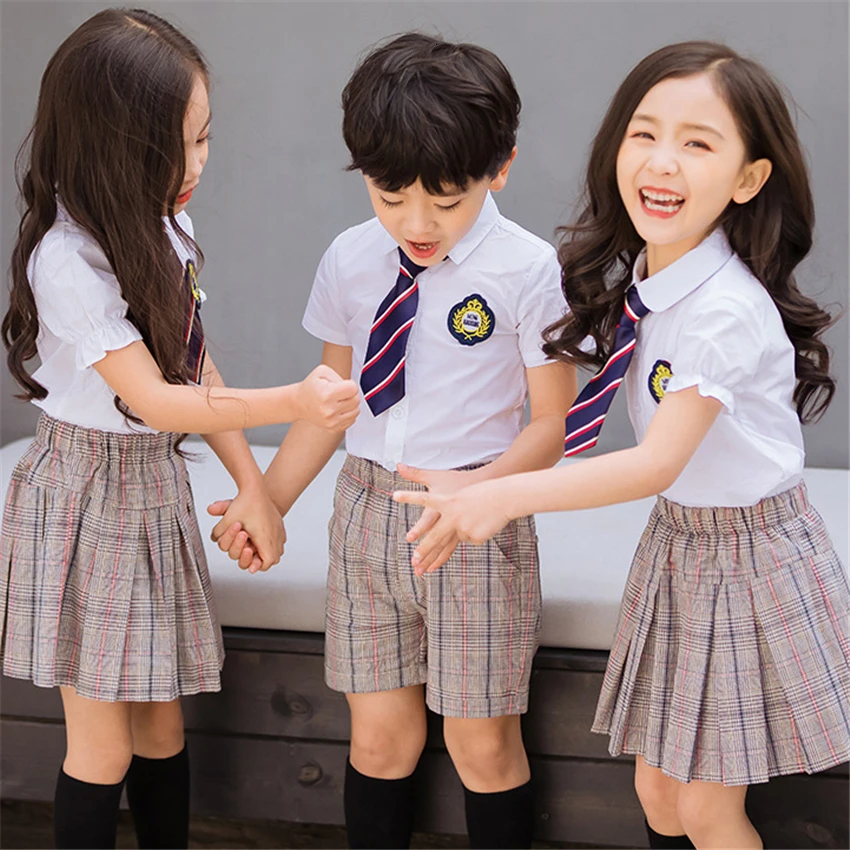 Японская школьная форма для девочек и мальчиков, клетчатый жилет + рубашка + юбка/штаны, костюм детский костюм корейский студенческий