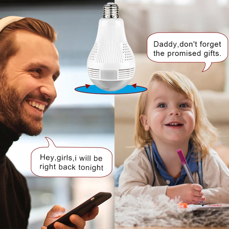 

960P 1080P Wireless IP Camera Panoramic IP 3D VR Camera WIFI Bulb Light FishEye 360 Degree CCTV Home Security Mini Cam Wi-Fi