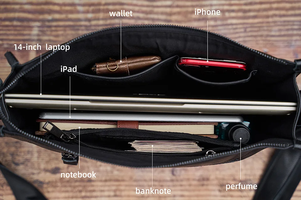 Casual männer Schulter Tasche Aus Echtem Leder Business Umhängetaschen Hohe Kapazität Klassische Messenger Für 10,5 Zoll Ipad NUPUGOO – Detail 16