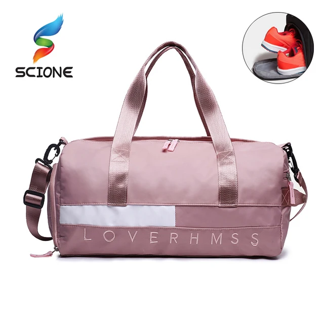 Outdoor Waterproof  Nylon Sports Gym Bags Men Women Training Fitness Travel Handbag Yoga Mat Sport Bag with shoes Compartment 1
