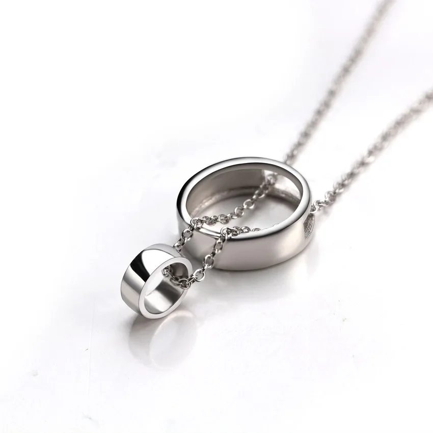 

S925 Silver Jewelry Sterling Silver Necklace Women's South Korea-Style Popular Cool Simple Versatile Double Coils Circular Ring