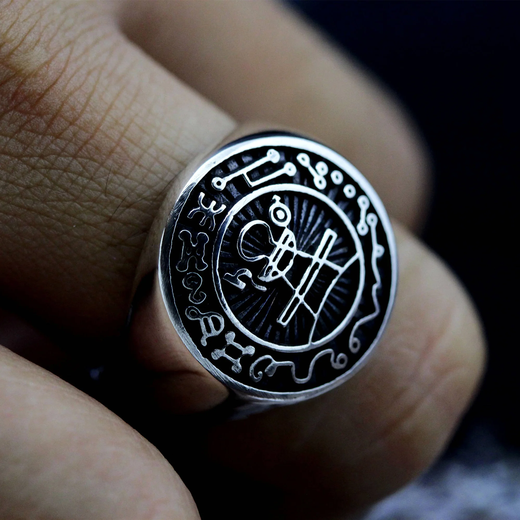 Seal of Solomon Seal Ring Magic Runes Stainless Steel Signet Rings Pagan Amulet Jewelry finger ring,stainless steel ring,signet ring