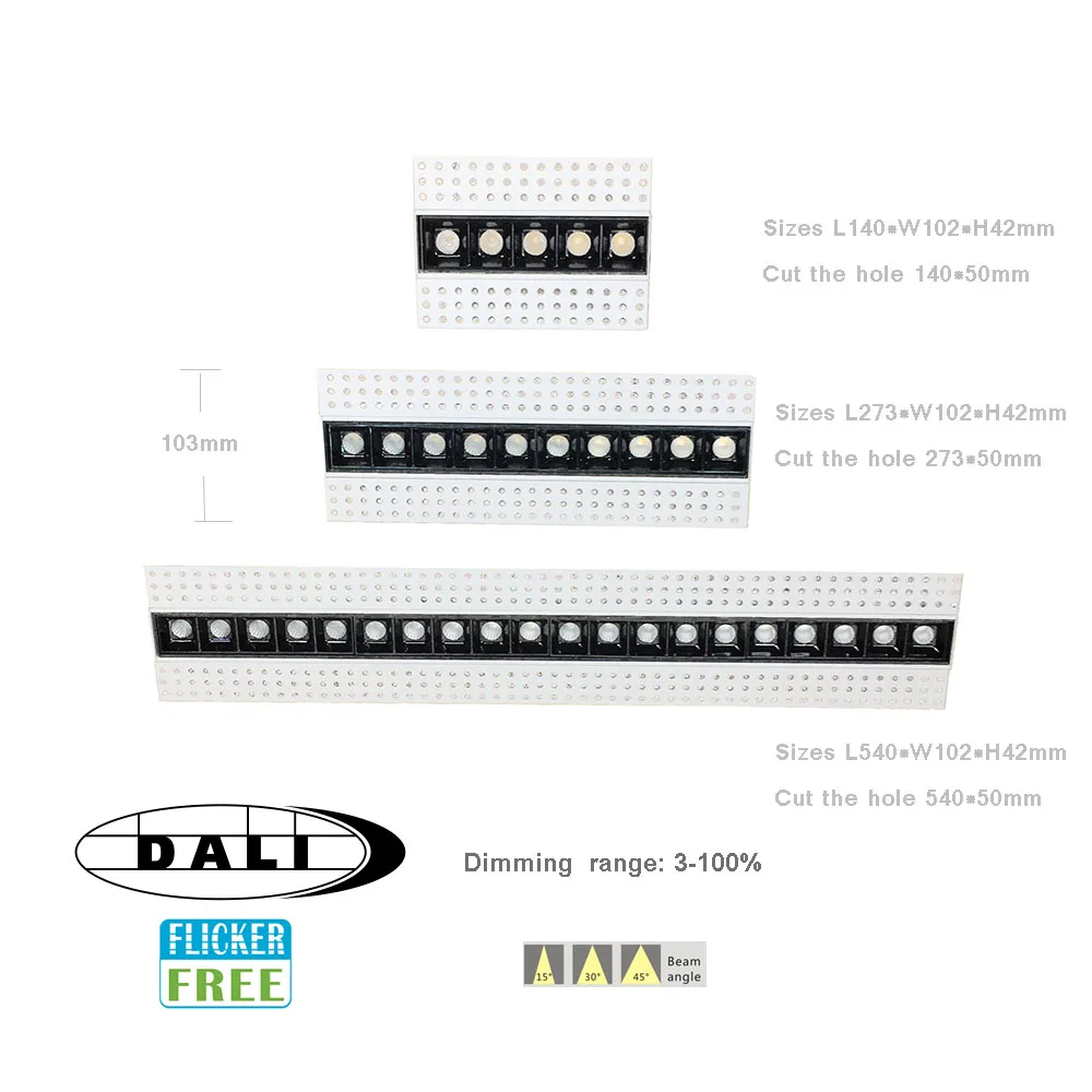 DALI Dimmable 5 Вт 10 20 без мерцания безграничный антибликовый черный экран Магнитный