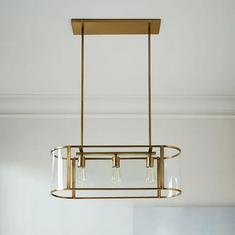 Gold L76cm H68cm Современный светильник для гостиной, роскошный светодиодный светильник для столовой, люстра из железного стекла, светильник для ресторана, подвесные лампы для кухни в скандинавском стиле - Цвет абажура: Gold L76cm H68cm