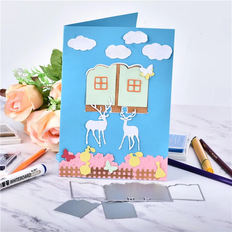 

Naifumodo 180*110mm Dies Cutting Cover Frame Metal Cutting for DIY Scrapbooking Card Album Embossing Die Cut New Template
