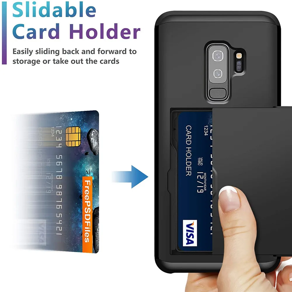 Porta Scorrevole Slot Per Schede Tascabili Nascoste Custodia Antigraffio Per Samsung Galaxy S9 Plus Cover Per Galaxy S9 S9 + S9 Plus Coque Funda