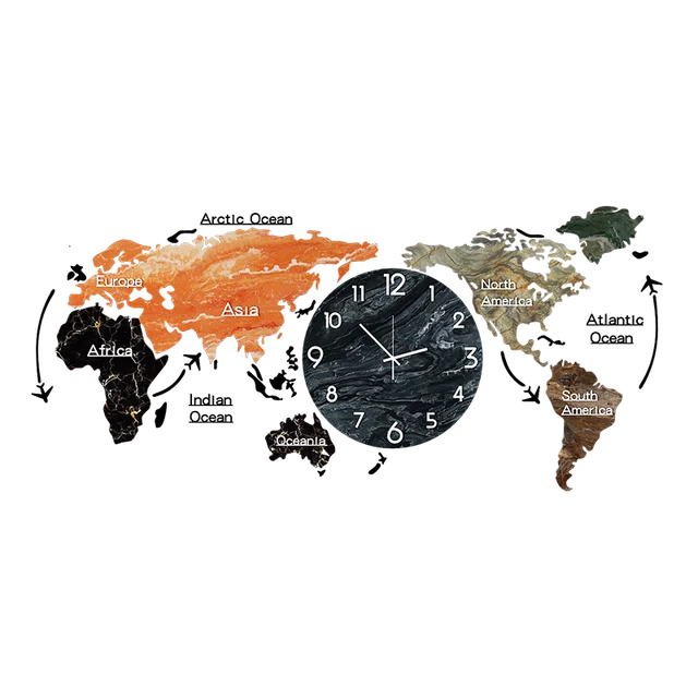 色paitingアクリル大型柱時計創造世界地図壁掛時計サイレント壁時計のホームリビングルームの装飾 Wall Clocks Aliexpress
