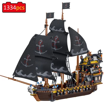 

Creator 1334pcs Caribbean Movie Series Pirates Ship Model Building Blocks With 5 Figures Pirate Boat Bricks Toys For Kid Adult
