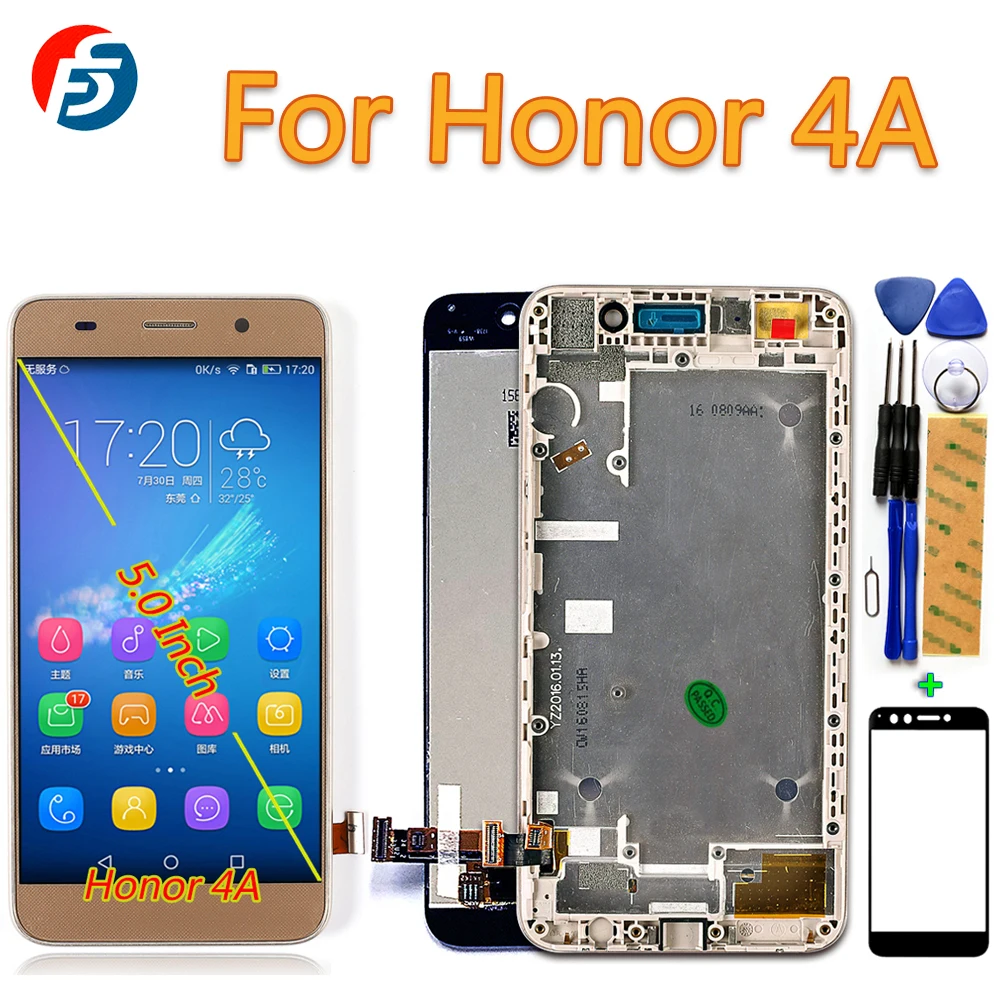 Протестированный сенсорный экран для huawei Honor 4A 5,0 дюймов ЖК-дисплей дигитайзер сборка для huawei Y6 SCL-L01 SCL-L21 рамка для SCL-L04