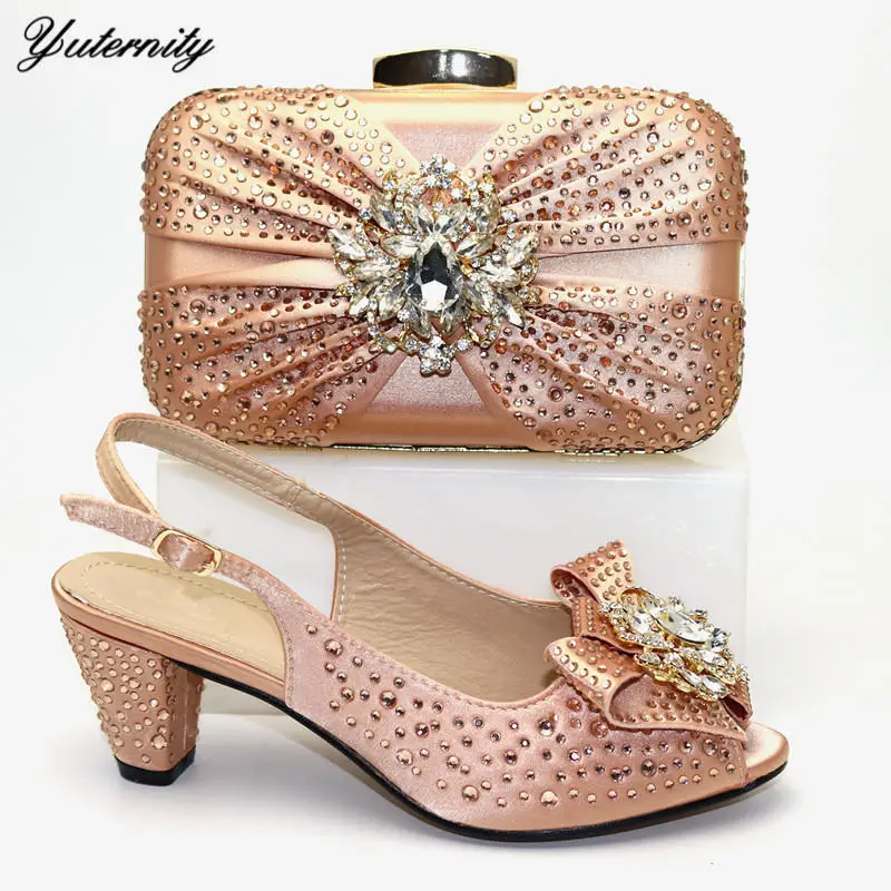 

African Summer Pumps 7CM Shoes And Matching Bag Set Fashion Elegant Ladies Shoes And Bag Set For Party Size 38-42 TX-176