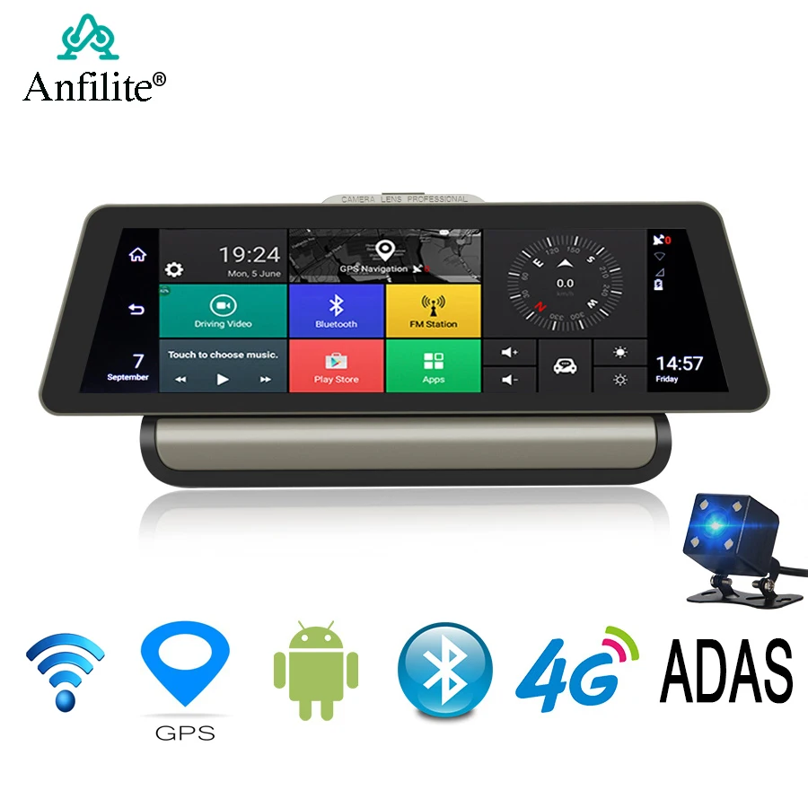 E04 10 дюймов 4G Android двойной объектив Автомобильный видеорегистратор gps навигатор