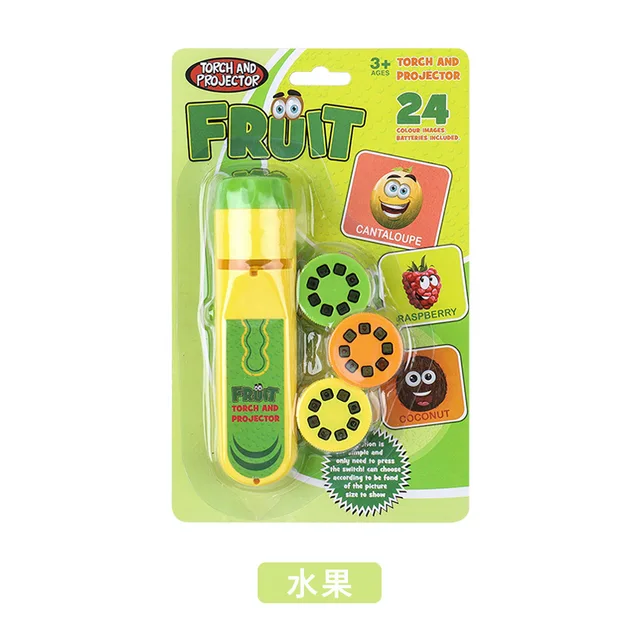 Projector Torch Kids Flashlight Story Book Early Educational Light-up Toys Sleep Light Preschool Fairy Tale Projection Lamp Gift Fruit