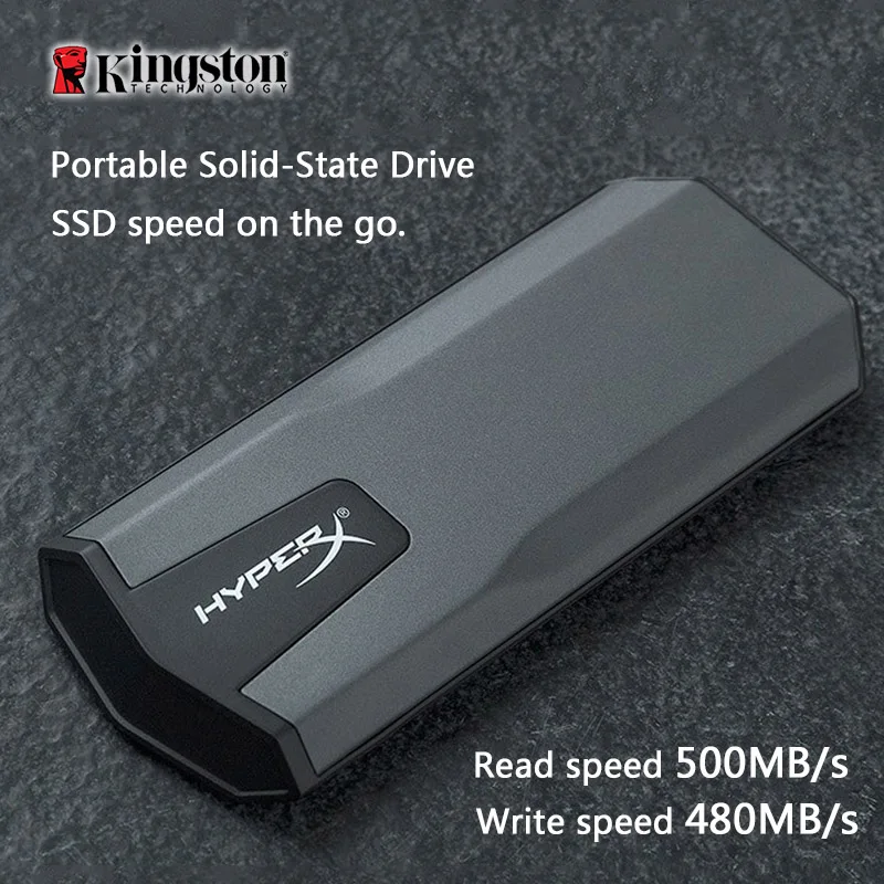  Original Kingston HyperX USB3.1 Mobile Festplatte Solid State (PSSD) Klinge Serie 500 MB/s Grau Bli