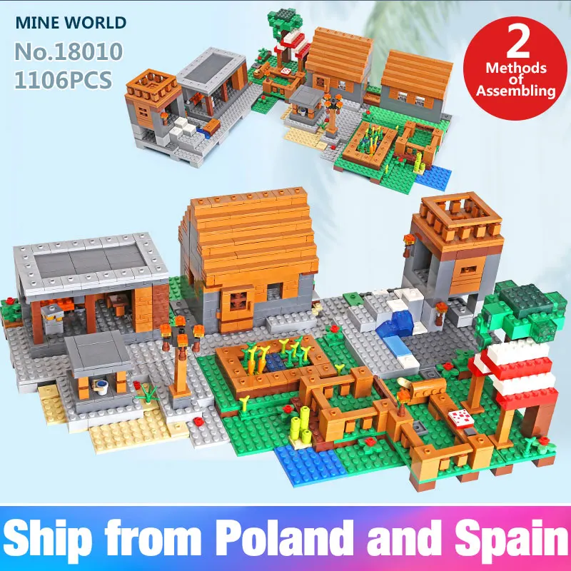 

18010 My World series with 21128 Building Blocks My Village set Bricks DIY christmas Gifts Kids Toys compatible lego Toys