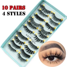 Горячие 10 пар смешанных стилей 3D Искусственные норковые накладные ресницы крылатые крест-накрест пушистые Wispies ресницы макияж глаз магнитные ресницы