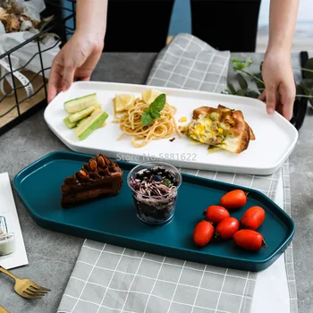 

Nordic Solid Irregular Ceramic Dinner Plate Matte Dessert Cheese Baking Tray Porcelain Steak Salad Plate Sushi Snack Dish Plate