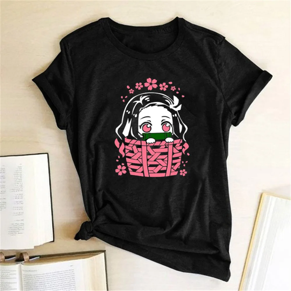 Kamado Nezuko T-shirts Women Cotton Lovely Girls T Shirts Demon Slayer ...
