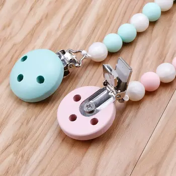 

Silicone Teething Pacifier Clips With Safe Silicone Beads Pacifier Chain Holder For Nipples Baby Chew Toys F42B