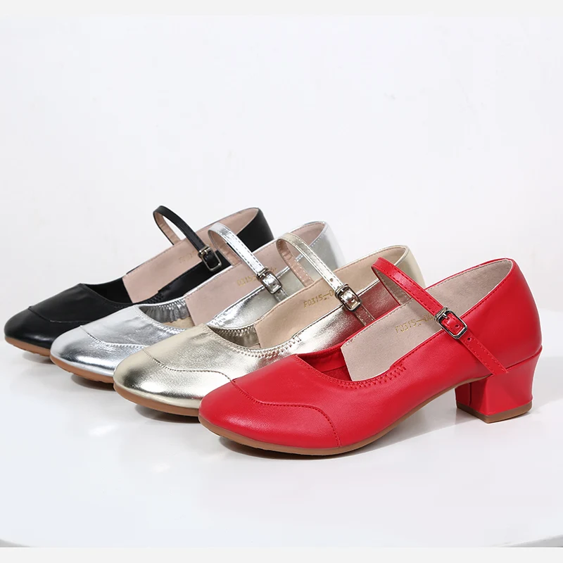 Dance-Shoes For Woman Girls Ladies Latin Ballroom Modern Salsa Practise Dancing Closed Toe Square Soft Rubber Sole dance shoes
