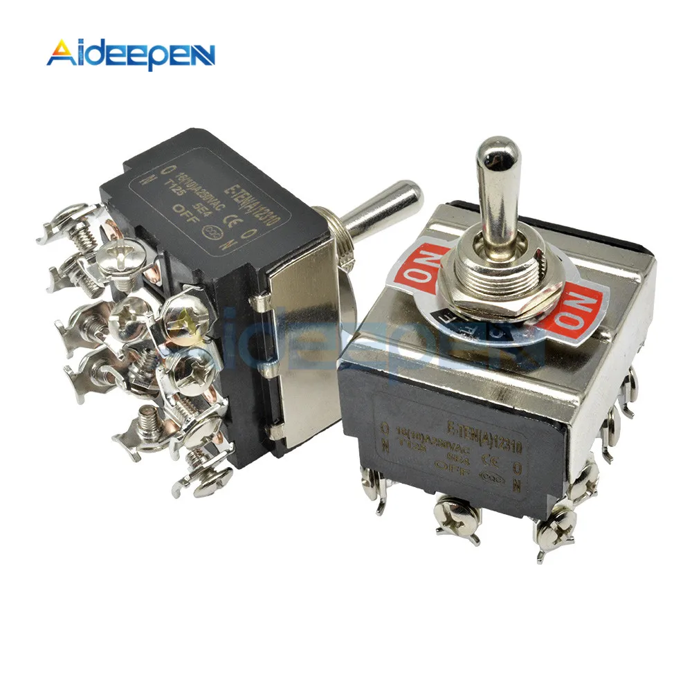 Мини автоматический переключатель переменного тока 250V 16A 2/3/4/6/12-контактный ВКЛ-ВЫКЛ-на 2/3 позиции Медь/серебряный контакт с Водонепроницаемый Кепки