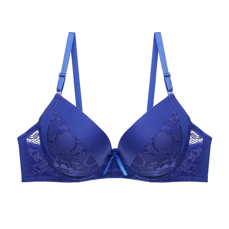 Sexy Bra Women Lace Embroidery Bras Three Quaters Cup Underwire Brassieres Deep V Two Hooks Eyes Back Closure Gather Bralette | Женская