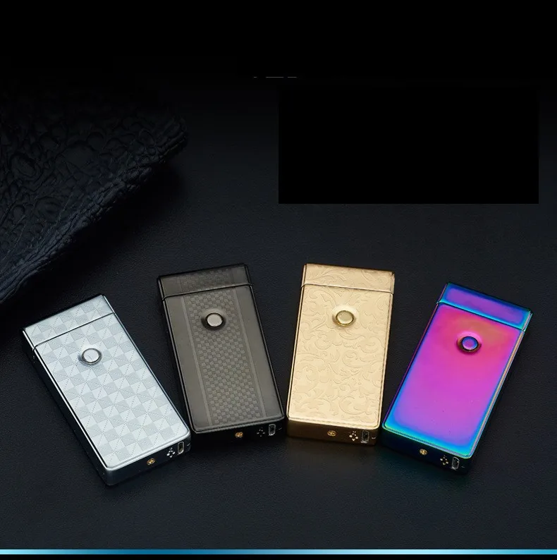 Металл Электронная usb зажигалка ветрозащитный Беспламенного ультра-тонкий Перезаряжаемые сенсорный экран-аккуратной тонкой электрическая зажигалка для сигарет для курения