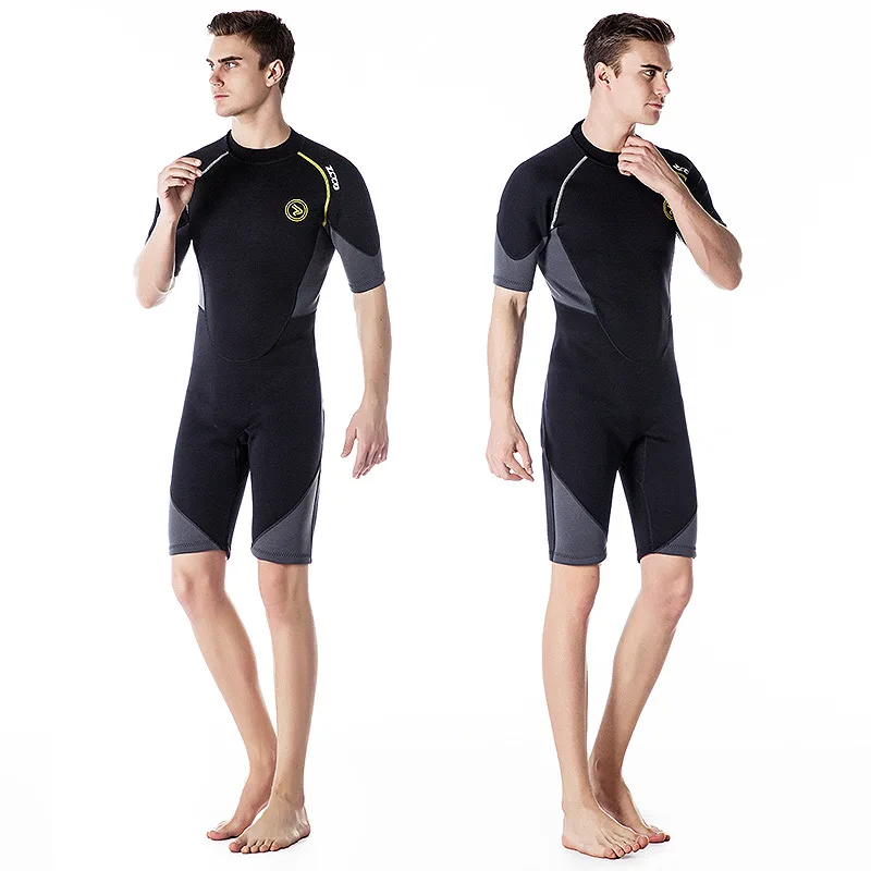 ZCCO Men Short Sleeve 1.5mm Neoprene Wetsuit Scuba Diving Suit Snorkeling Spearfishing Swimsuit Surfing Sunproof One Piece Set diving suits