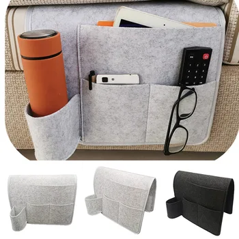 

Hanging Bag Bedside Storage Organizer Bed Felt Pockets Sofa Phone Cup Holder Durable QP2