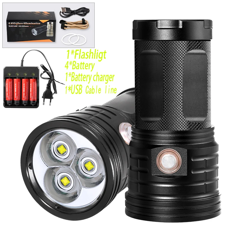 vintage flashlights 2021 Super Bright XHP100.2 USB Rechargeable 6000mah LED Flashlight With input and output Waterproof Outdoor Camping  Climbing emergency flashlights Flashlights