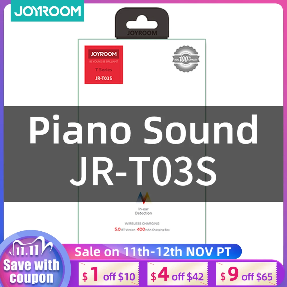 Joyroom T03S TWS Binaural Wireless Bluetooth 5.0 Earphones HIFI In-Ear True Wireless Earbuds Pop-Up Window Gamer Headset tws