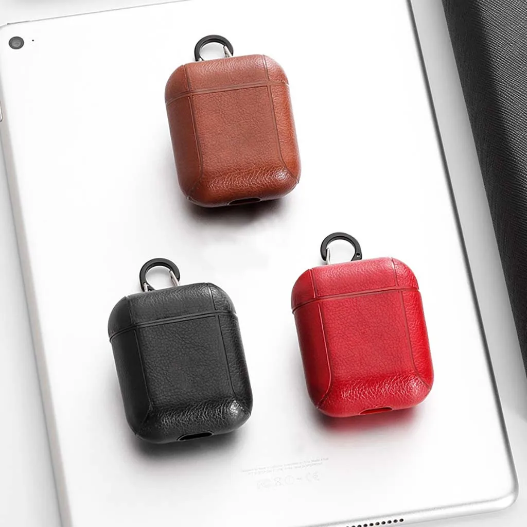 Для AirPods кожаный чехол для зарядного устройства защитный чехол с карабином защита от пыли спортивные наушники сумка для хранения