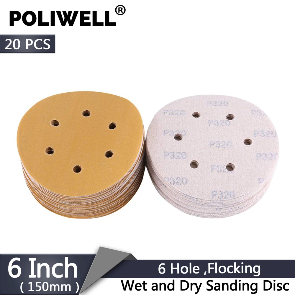 POLIWELL 10Pcs 5 Inch 125mm Sanding Discs 60~10000 Grit Silicon Carbide Hook and Loop Wet Dry Round Sandpaper Car Abrasive Tools