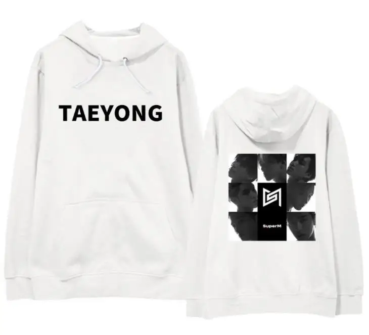 fleece Kpop superM с именами членов группы/фото пуловер с рисунком толстовки унисекс осень зима флис/Тонкий Свободный свитшот - Цвет: fleece