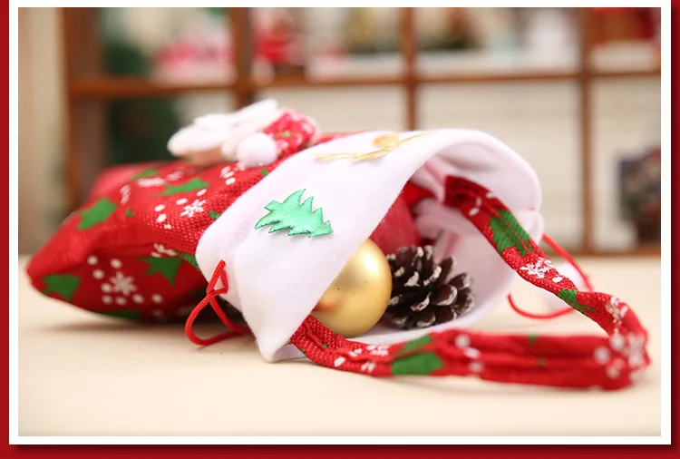 Рождественские украшения Санта-Клауса для дома Снеговик Подарочные мешки из ткани с ручками для печенье конфеты шнурок веселые рождественские мешки
