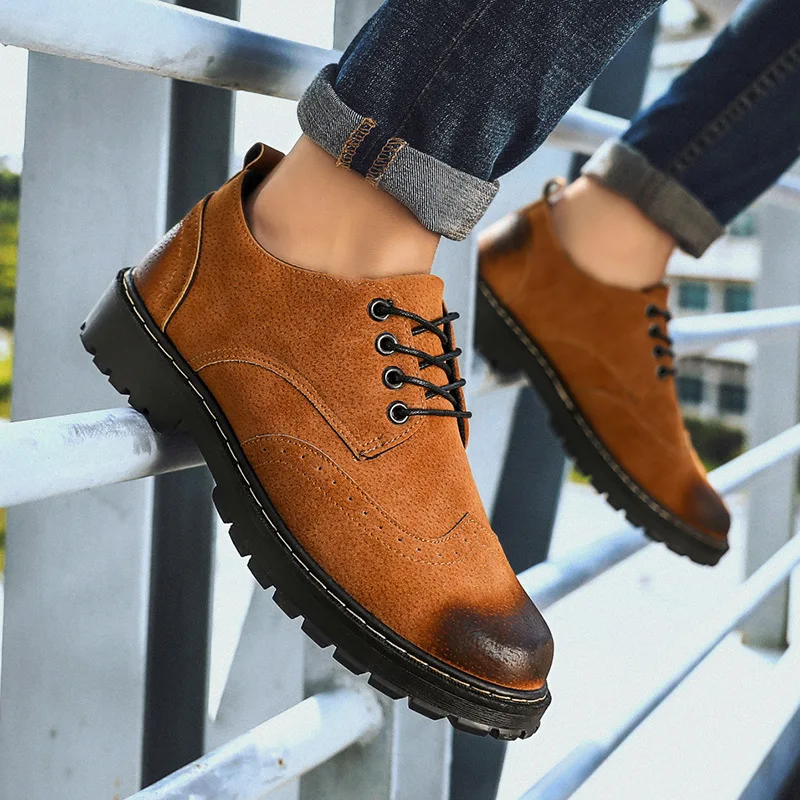 

Martin Boots Men's Autumn Workwear England Retro Shoe Low Top Men's Boot Trendy Shoes Versatile Combat Boots Leather Boot MEN'S
