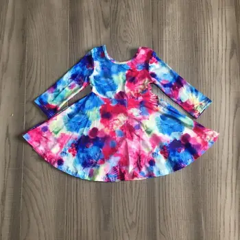 

girlymax baby girls tie dye skirt girl fall dress girl blue pink tie dye dress