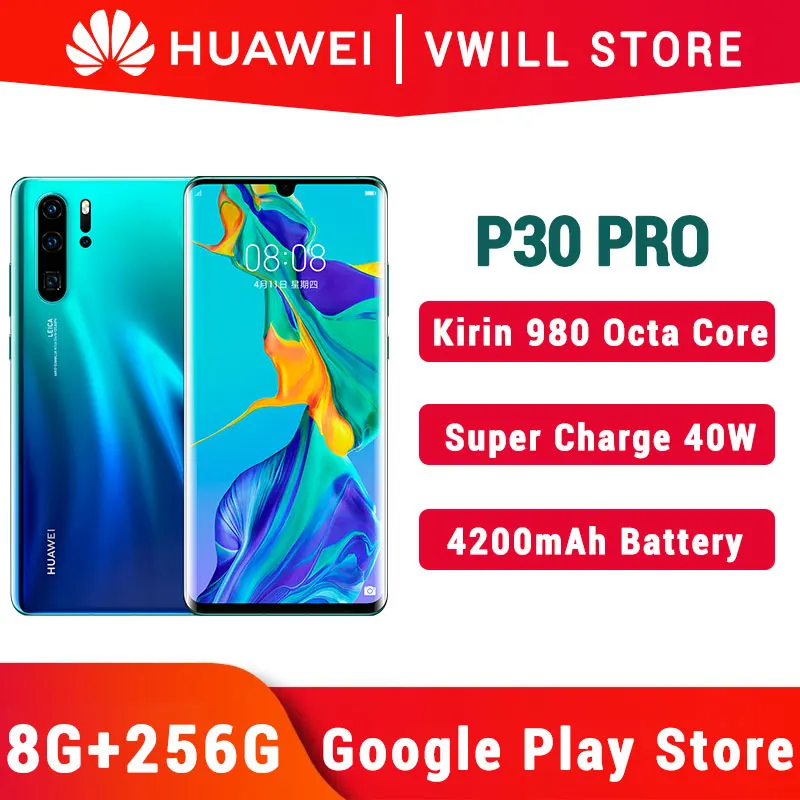 Глобальная версия Huawei P30 Pro мобильного телефона 6 47 дюйма OLED полный экран Kirin 980 Octa