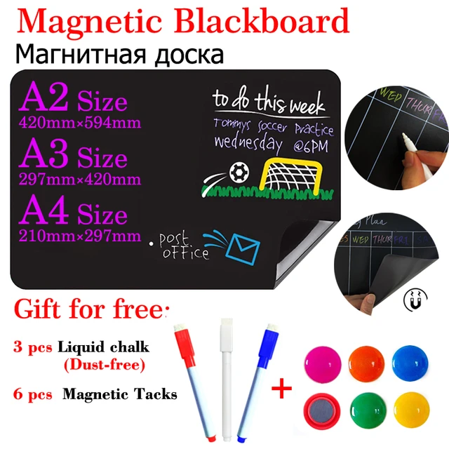 Magnetic Whiteboard Contact Paper Wall Stickers Portable Fridge Freezer  Drawing Blackboards Erasable - AliExpress