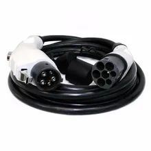 Carregador de evse sae j1772 para iec 62196-2 type1 ao conector type2 para o carregador ev da estação de carregamento 32a do veículo elétrico com cabo de 5 m
