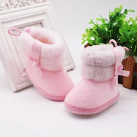 Infant Newborn Baby Boy Girl Winter Fur Snow Boots With Bow Tie Warm Shoes Mid-tube Booties 1