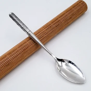 

S999 silver spoon, 45 g round silver handle, silver spoon, household silver tableware, silver rice spoon, soup spoon, tea spoon