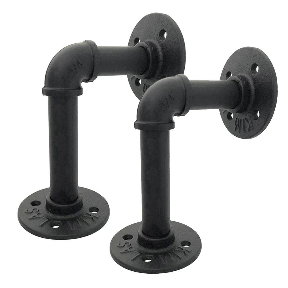 2Pcs Wall Mounted Iron Pipe Shelf Bracket Floating Holder Home Industrial Style DIY for candle holder small plants WWO | Обустройство