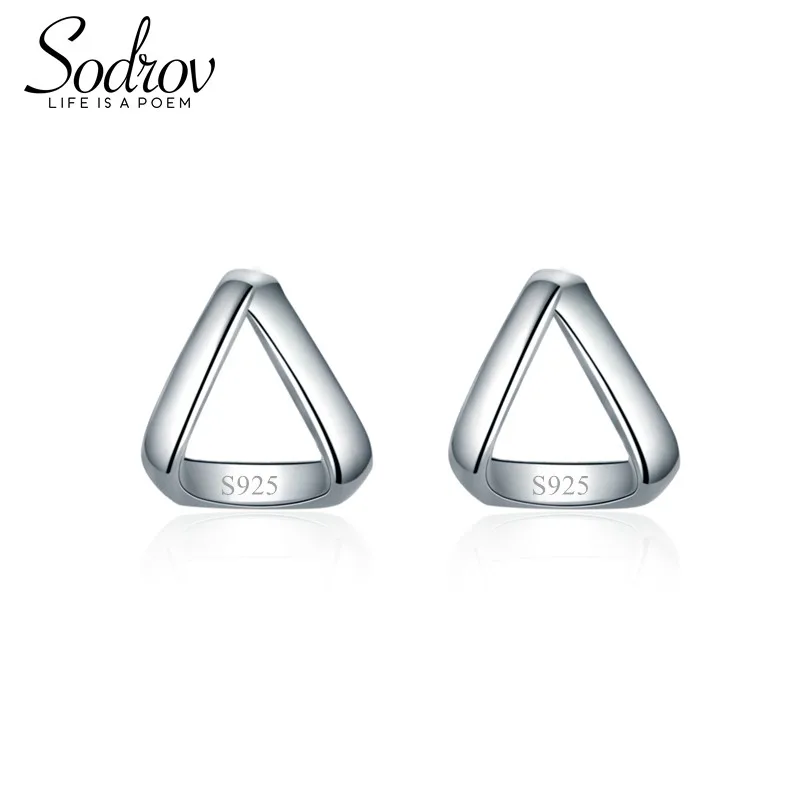 

Sodrov 925 Sterling Silver Stud earring for Women Geometric Triangle Shape Simple Cute Style Fashion Jewelry HE038