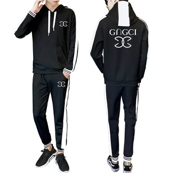 

Patchwork Men's Sportswear Sets 2020 Autumn Winter Hooded Thick Male Casual Tracksuit Men 2 Piece Sweatshirt + Sweatpants Set