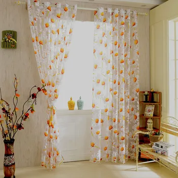 

New 2Pcs Home Textile Sunflower Curtains Blinds Voile Tulle Room Curtain Sheer Panel Drapes for Bedroom Living Room Sheer Drapes